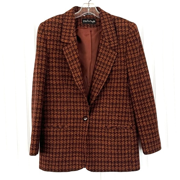 Giorgio Sant'Angelo Jackets & Blazers - Giorgio Sant'Angelo Women's Brown Houndstooth Blazer